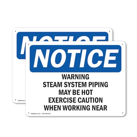 Signmission Hot Surface Sign, 10 in H x 14 in W, Aluminum, Warning Steam System Piping May Be Hot Exercise OS-2PACK-NS-A-1014-L-18920